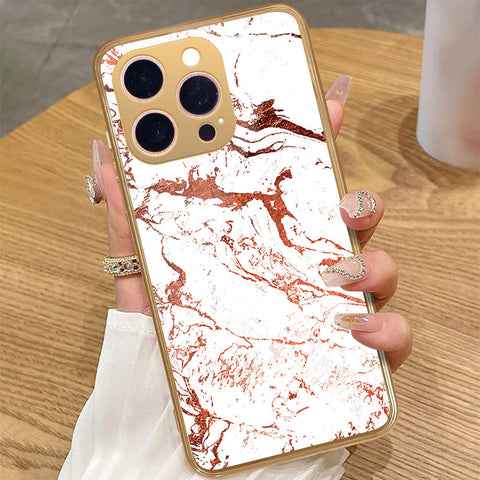 iPhone 16 Pro - White Marble Series 2 - HQ Premium Shine Durable Golden Electroplate Case