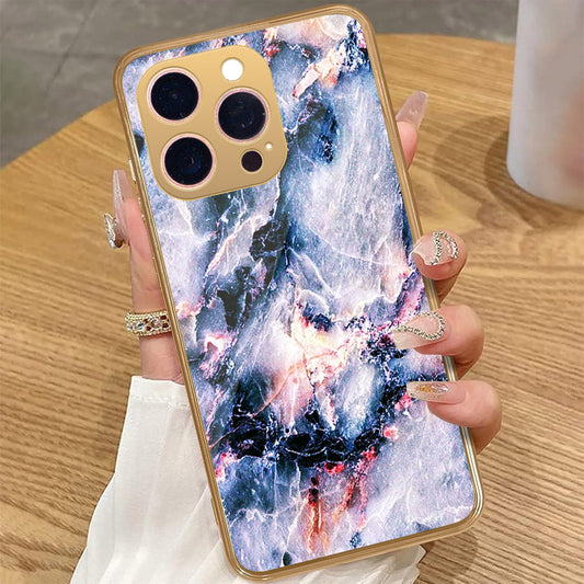 iPhone 13 Pro Max - Colorful Marble Series - HQ Premium Shine Durable Golden Electroplate Case
