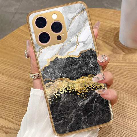 iPhone 15 Pro Max - Colorful Marble Series - HQ Premium Shine Durable Golden Electroplate Case