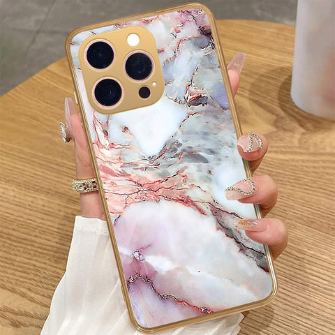 iPhone 15 Pro Max - Colorful Marble Series - HQ Premium Shine Durable Golden Electroplate Case