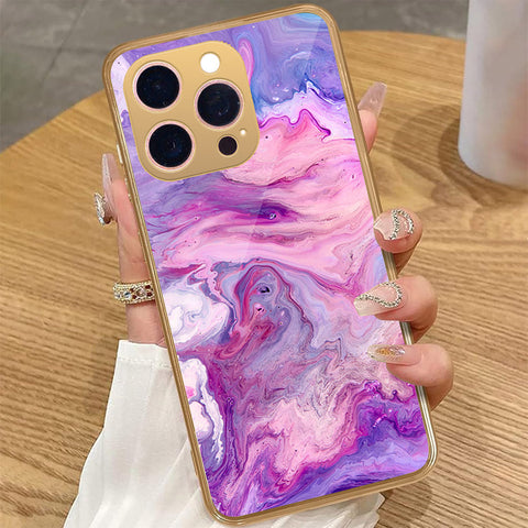iPhone 15 Pro Max - Colorful Marble Series - HQ Premium Shine Durable Golden Electroplate Case