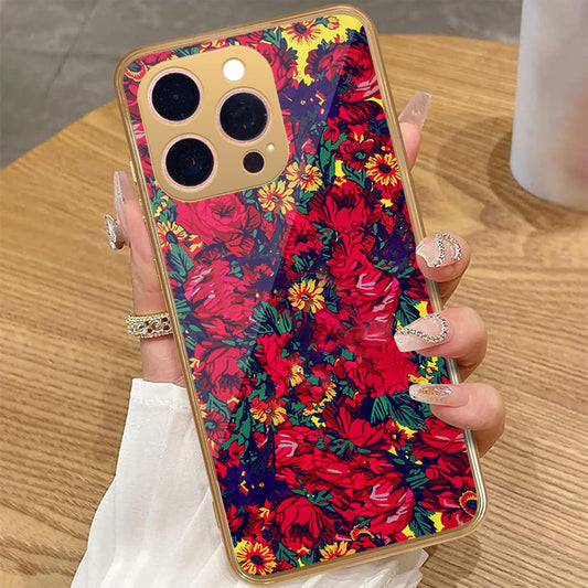 iPhone 16 Pro - Floral Series - HQ Premium Shine Durable Golden Electroplate Case