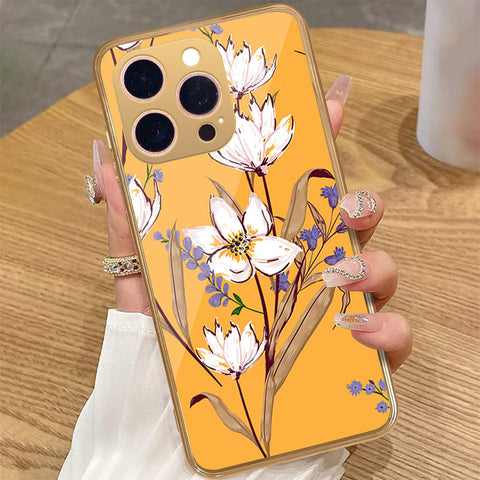 iPhone 15 Pro Max - Floral Series - HQ Premium Shine Durable Golden Electroplate Case