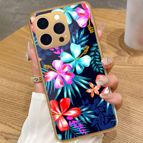 iPhone 16 Pro - Floral Series - HQ Premium Shine Durable Golden Electroplate Case