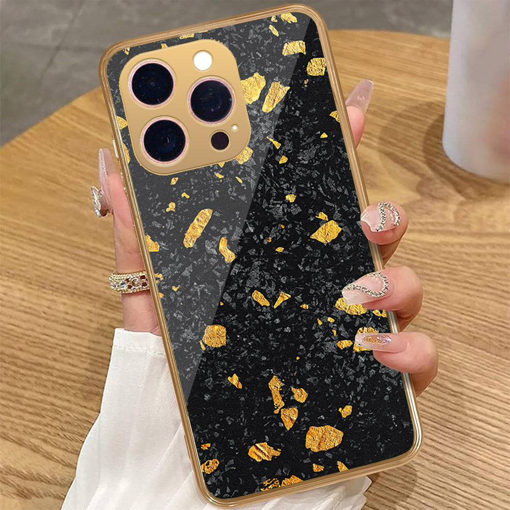 iPhone 14 Pro Max - Black Marble Series - HQ Premium Shine Durable Golden Electroplate Case (Fast Delivery)