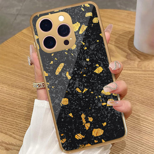 iPhone 14 Pro Max - Black Marble Series - HQ Premium Shine Durable Golden Electroplate Case (Fast Delivery)