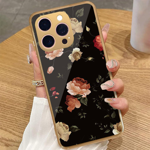iPhone 14 Pro Max - Floral Series 2 - HQ Premium Shine Durable Golden Electroplate Case