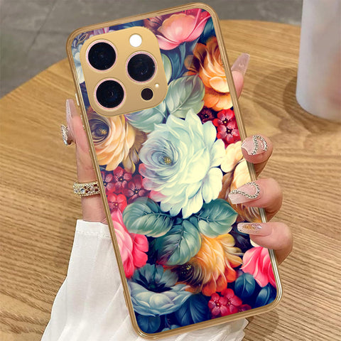 iPhone 16 Pro - Floral Series 2 - HQ Premium Shine Durable Golden Electroplate Case