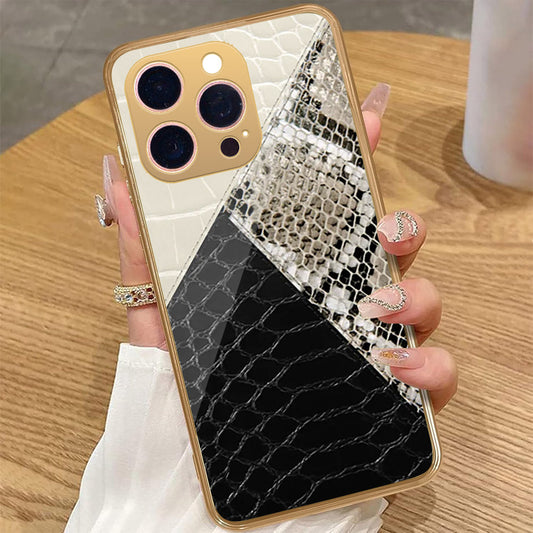 iPhone 15 Pro Max - Printed Skins Series - HQ Premium Shine Durable Golden Electroplate Case