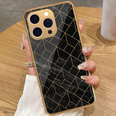 iPhone 13 Pro Max - Black Marble Series - HQ Premium Shine Durable Golden Electroplate Case