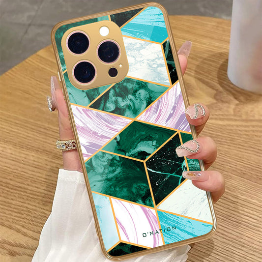 iPhone 14 Pro Max - O'Nation Shades of Marble Series - HQ Premium Shine Durable Golden Electroplate Case