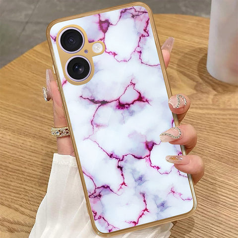 iPhone 17 - White Marble Series - HQ Premium Shine Durable Golden Electroplate Case