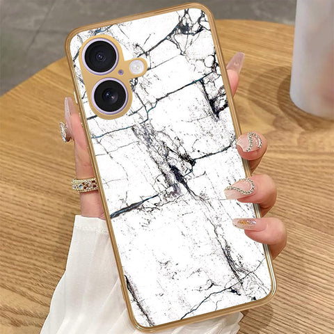 iPhone 16 - White Marble Series 2 - HQ Premium Shine Durable Golden Electroplate Case