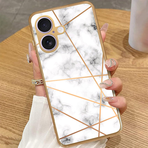 iPhone 17 - White Marble Series 2 - HQ Premium Shine Durable Golden Electroplate Case