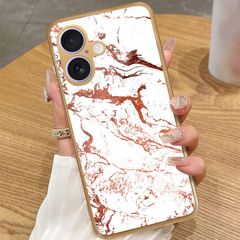 iPhone 16 - White Marble Series 2 - HQ Premium Shine Durable Golden Electroplate Case