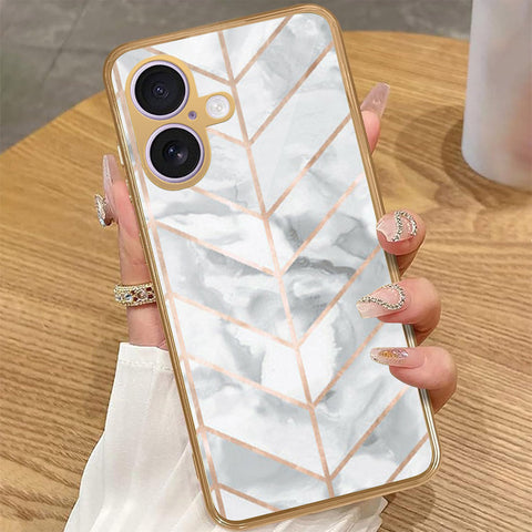 iPhone 16 - White Marble Series 2 - HQ Premium Shine Durable Golden Electroplate Case