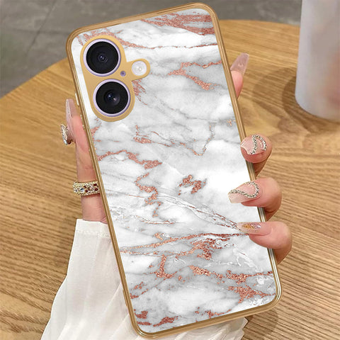 iPhone 17 - White Marble Series 2 - HQ Premium Shine Durable Golden Electroplate Case