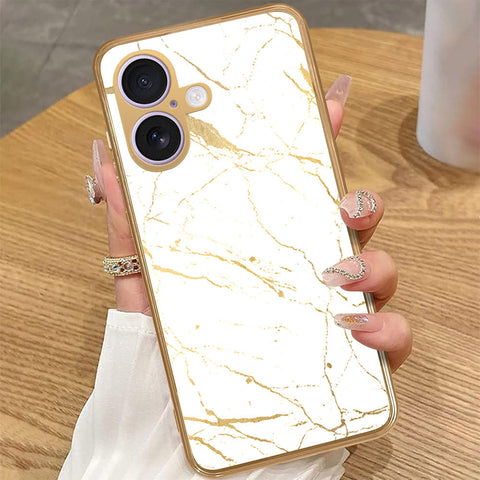 iPhone 16 - White Marble Series 2 - HQ Premium Shine Durable Golden Electroplate Case