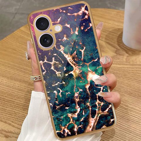 iPhone 16 Plus - Colorful Marble Series - HQ Premium Shine Durable Golden Electroplate Case