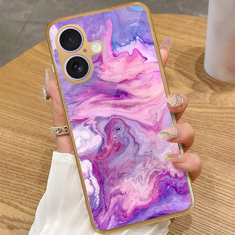 iPhone 16 Plus - Colorful Marble Series - HQ Premium Shine Durable Golden Electroplate Case