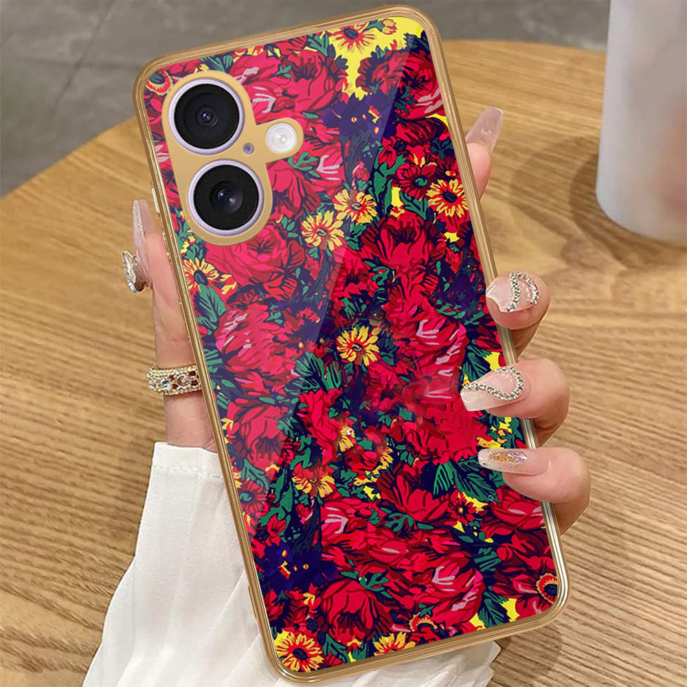 iPhone 17 - Floral Series - HQ Premium Shine Durable Golden Electroplate Case