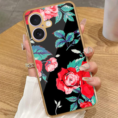 iPhone 16 Plus - Floral Series - HQ Premium Shine Durable Golden Electroplate Case