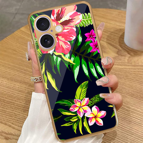 iPhone 16 - Floral Series - HQ Premium Shine Durable Golden Electroplate Case