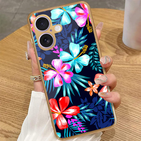 iPhone 16 - Floral Series - HQ Premium Shine Durable Golden Electroplate Case