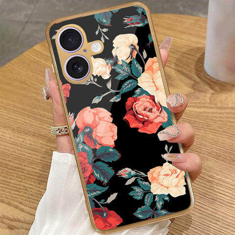 iPhone 16 - Floral Series 2 - HQ Premium Shine Durable Golden Electroplate Case