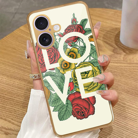 iPhone 16 - Floral Series 2 - HQ Premium Shine Durable Golden Electroplate Case