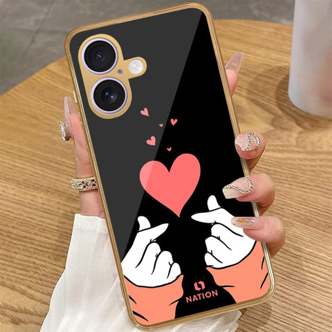 iPhone 16 Plus - Onation Heart Series - HQ Premium Shine Durable Golden Electroplate Case