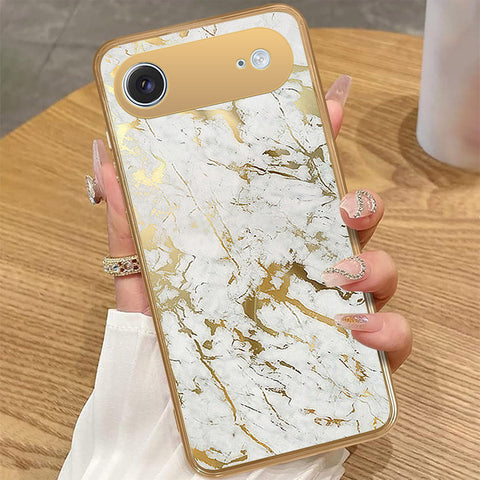 iPhone 17 Air - White Marble Series - HQ Premium Shine Durable Golden Electroplate Case
