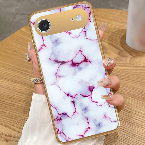 iPhone 17 Air - White Marble Series - HQ Premium Shine Durable Golden Electroplate Case