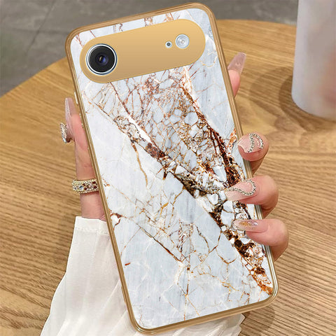 iPhone 17 Air - White Marble Series - HQ Premium Shine Durable Golden Electroplate Case