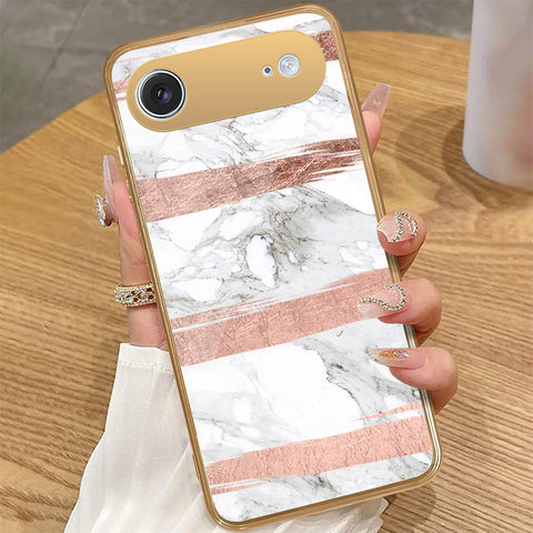 iPhone 17 Air - White Marble Series - HQ Premium Shine Durable Golden Electroplate Case