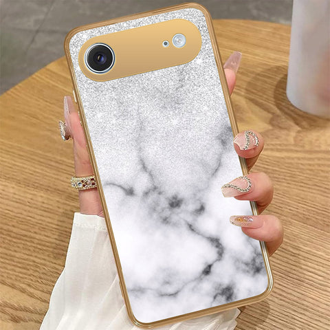 iPhone 17 Air - White Marble Series - HQ Premium Shine Durable Golden Electroplate Case