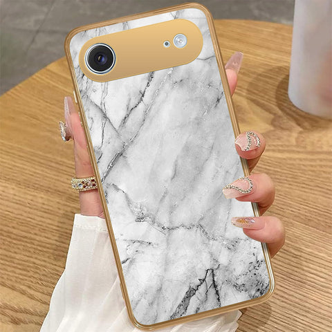 iPhone 17 Air - White Marble Series - HQ Premium Shine Durable Golden Electroplate Case