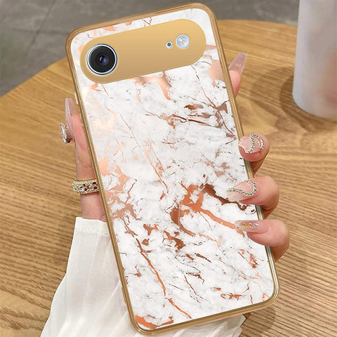 iPhone 17 Air - White Marble Series 2 - HQ Premium Shine Durable Golden Electroplate Case