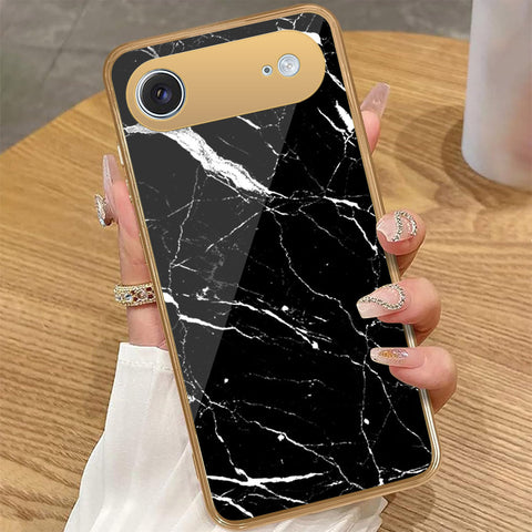 iPhone 17 Air - Black Marble Series - HQ Premium Shine Durable Golden Electroplate Case