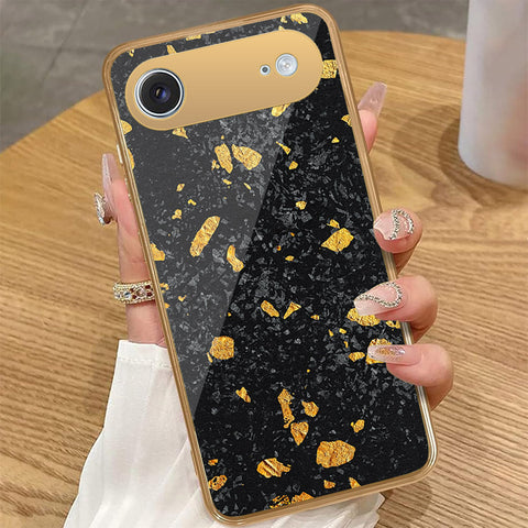 iPhone 17 Air - Black Marble Series - HQ Premium Shine Durable Golden Electroplate Case