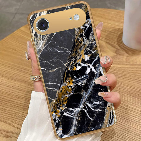 iPhone 17 Air - Black Marble Series - HQ Premium Shine Durable Golden Electroplate Case