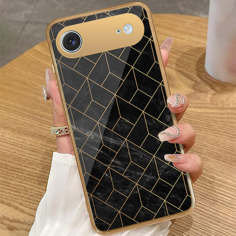 iPhone 17 Air - Black Marble Series - HQ Premium Shine Durable Golden Electroplate Case