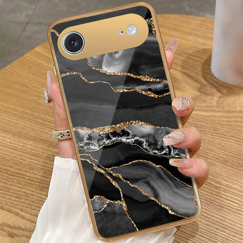 iPhone 17 Air - Black Marble Series - HQ Premium Shine Durable Golden Electroplate Case