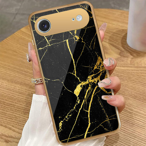 iPhone 17 Air - Black Marble Series - HQ Premium Shine Durable Golden Electroplate Case