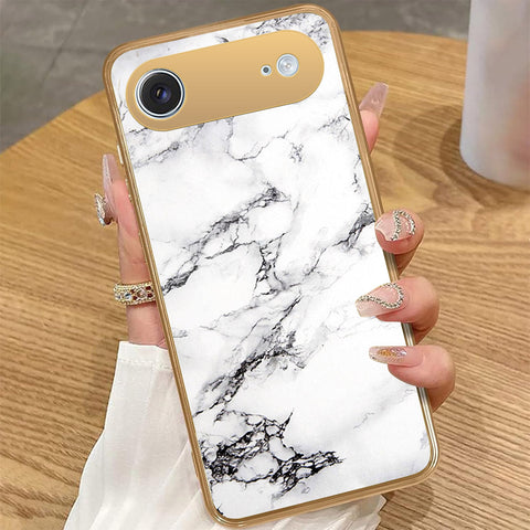 iPhone 17 Air - White Marble Series - HQ Premium Shine Durable Golden Electroplate Case