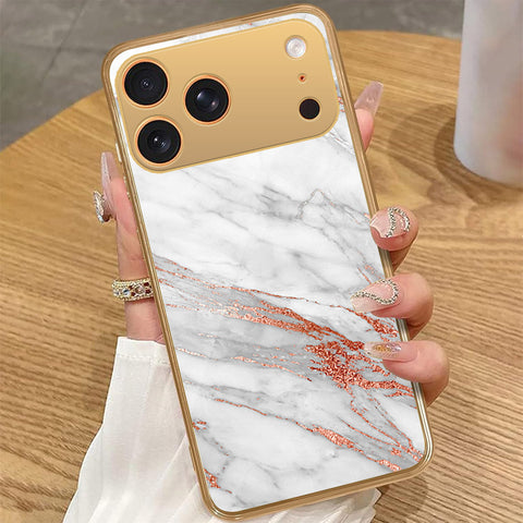 iPhone 17 Pro Max - White Marble Series - HQ Premium Shine Durable Golden Electroplate Case