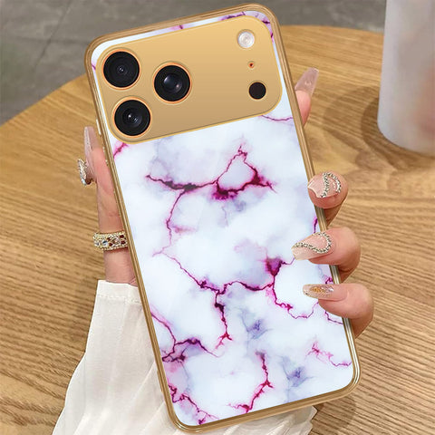 iPhone 17 Pro Max - White Marble Series - HQ Premium Shine Durable Golden Electroplate Case