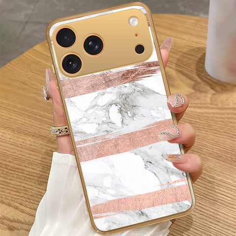 iPhone 17 Pro Max - White Marble Series - HQ Premium Shine Durable Golden Electroplate Case