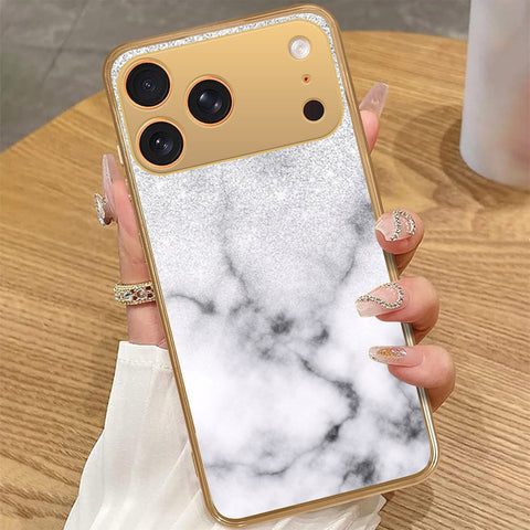 iPhone 17 Pro Max - White Marble Series - HQ Premium Shine Durable Golden Electroplate Case