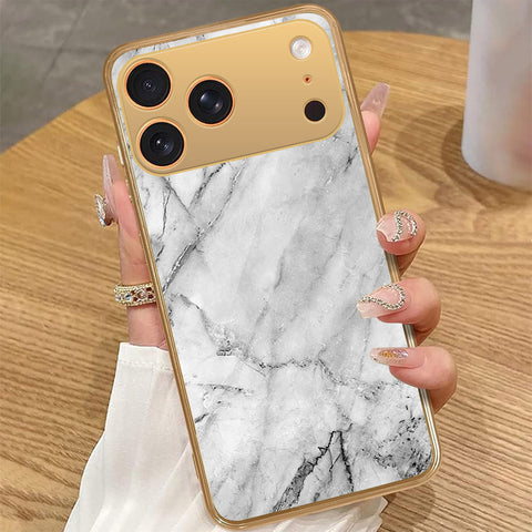 iPhone 17 Pro Max - White Marble Series - HQ Premium Shine Durable Golden Electroplate Case
